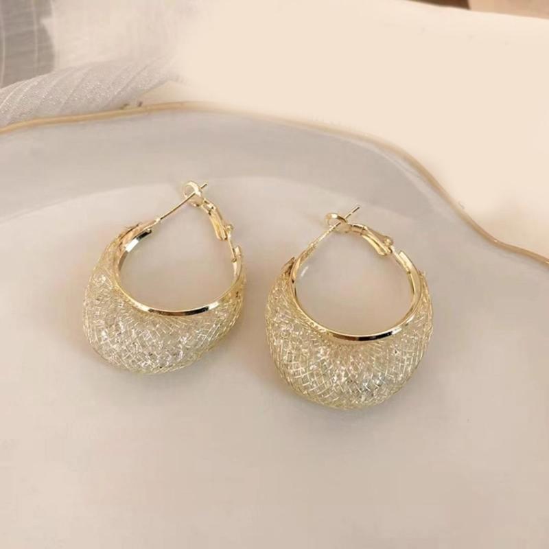 Stylish Sturdy Metal Hoop Earring with Intricate Cutout Designs Portable for Office Professionals and Casual Wearers