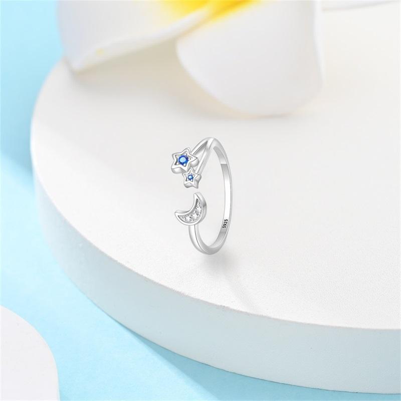 New Original   Copper Star Moon Ring For Women Fit Wedding Party Jewelry Gift