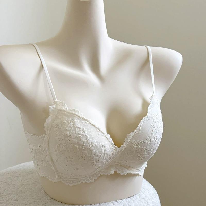Women Lace Wireless Bra Thin Straps Push Up Comfort Everyday Lingerie