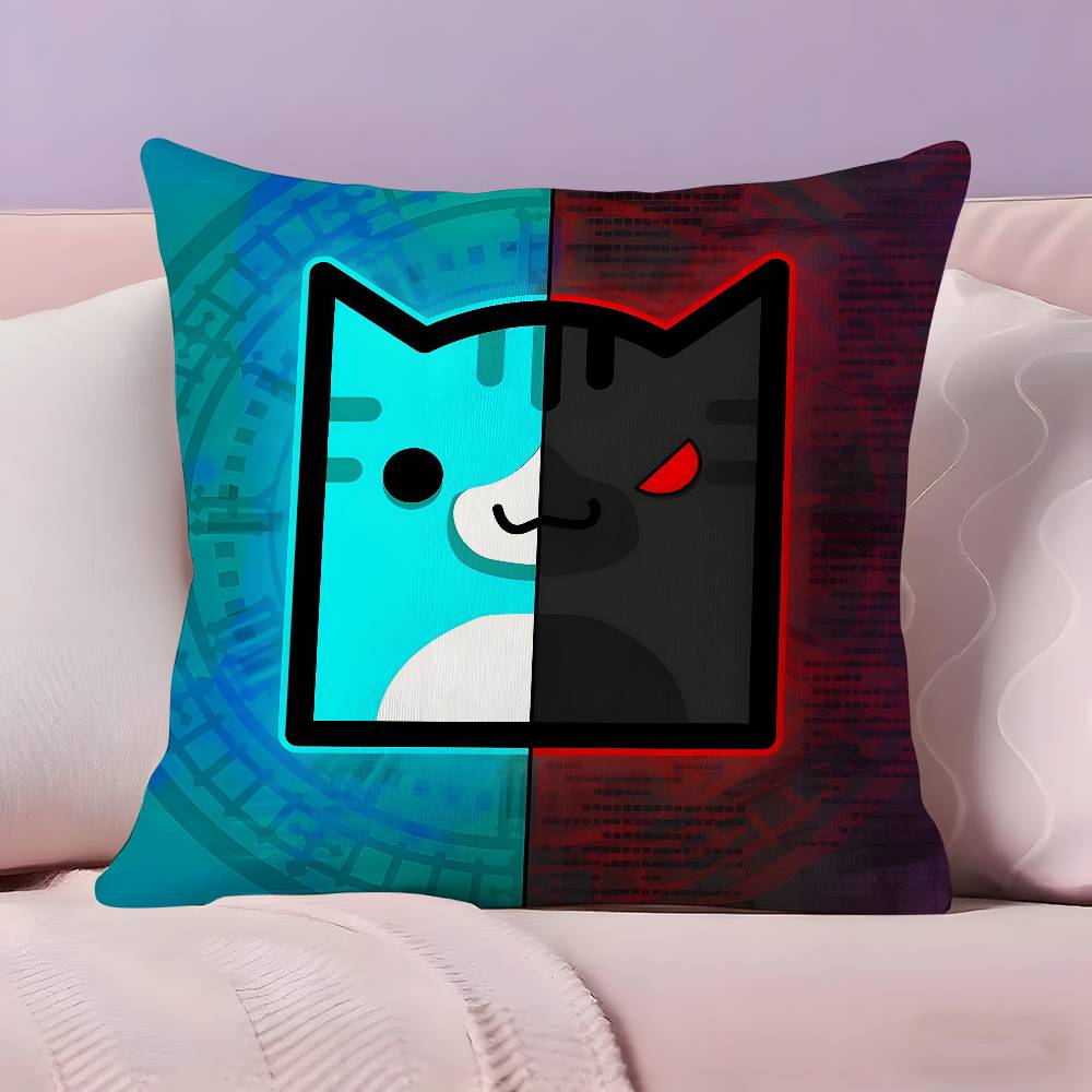 Music Game Geometry Dash Pillow Case Ultra Soft Skin Friendly Fabric Cloud Like Comfort & Concealed Zipper