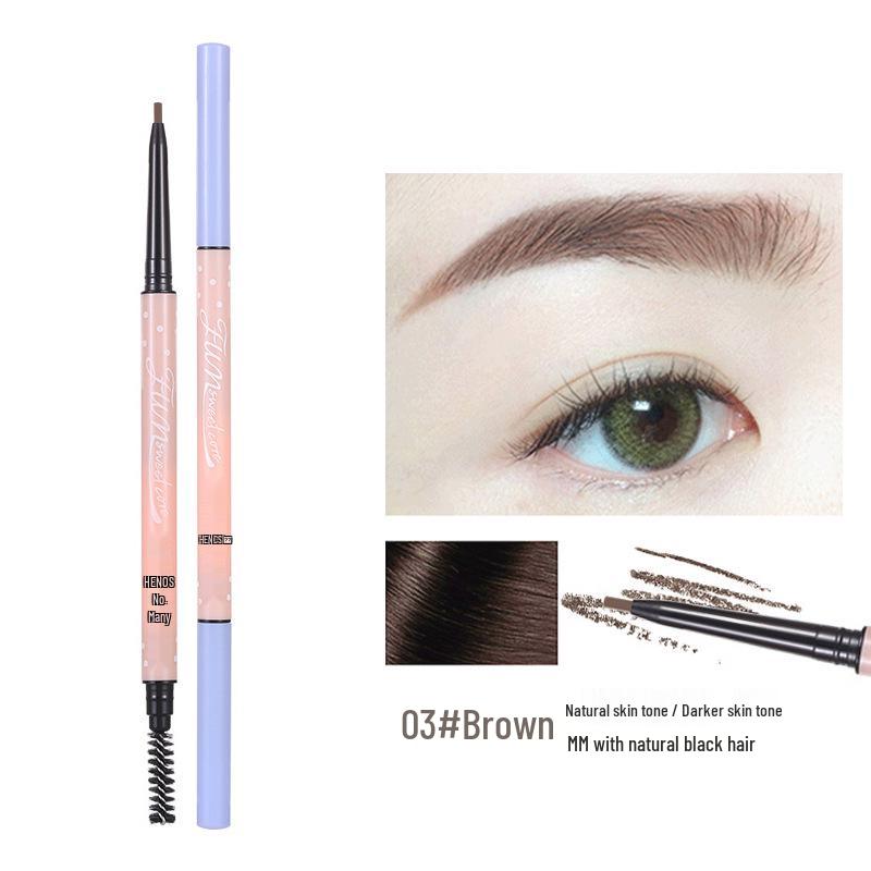 Henss Ultra-Fine Double-Ended Eyebrow Pencil - Waterproof, Sweatproof, Smudge-Proof, Colorfast, Natural, Super Fine.