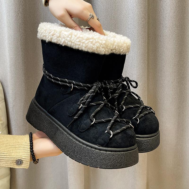 Winter New Round Toe Suede Warm Casual Snow Boots for Women Fashionable Comfortable Thick Soled Non Slip Elegant Boots