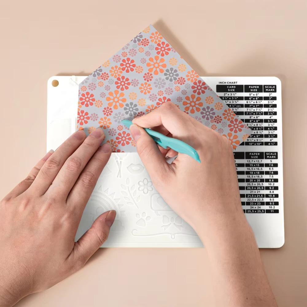 Plastic Paper Trimmer Scoring Board DIY Gift Box Letter Multi-purpose Craft Paper Cutter with Measuring Grid