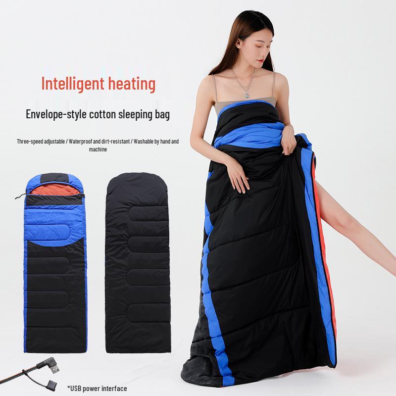 Rechargeable USB Heated Down Sleeping Bag - Cotton Warmth for Hiking & Camping