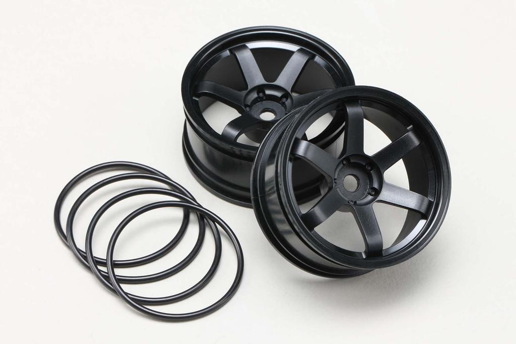 Yokomo 6-Spoke Wheels (Black) for Drift, 7mm Offset, Set of 2, TW-5313B7