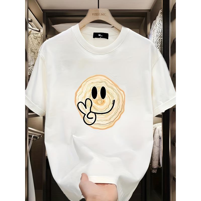 

European Size Men S Oversized Short-Sleeve T-Shirt with a Trendy Print, Perfect for Casual Wear in Spring And Summer S белый