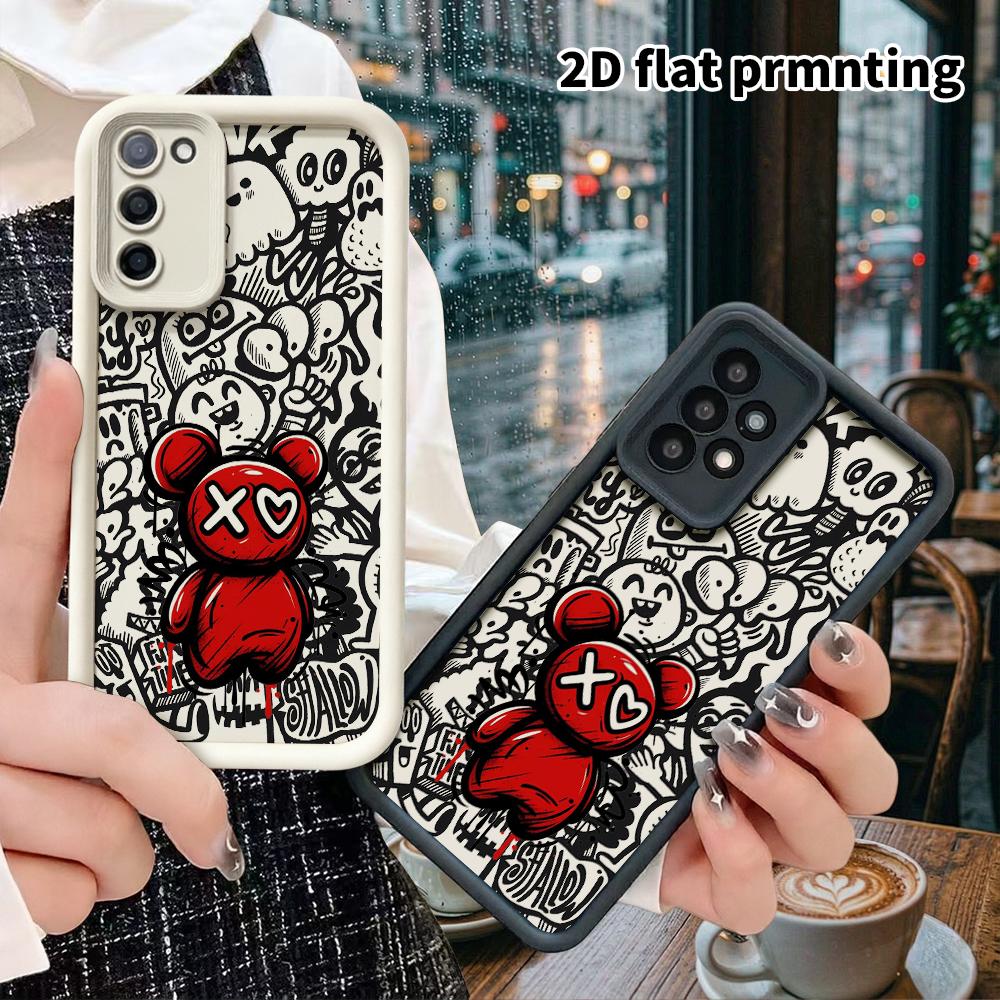 Phone Case: 2D Flat Samsung Galaxy A34 A35 M05 M06 S20 S22 S21 FE Plus 5G Protective Case, Trendy Playful Bear, Christmas and Halloween Gifts