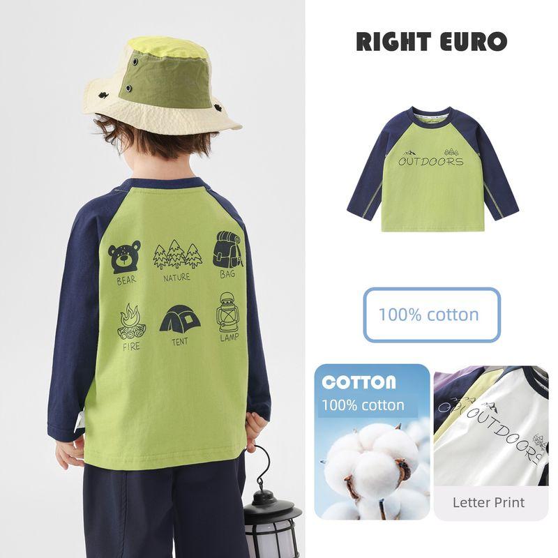 Right European Style Boys' Pure Cotton Long-Sleeve T-Shirt Spring 2026 New Children's Clothing Base Shirt Baby Spring and Autumn Top