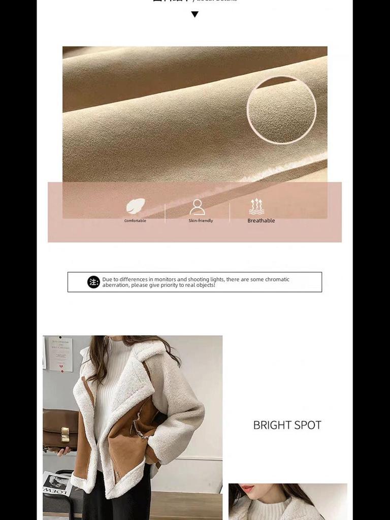 2024 Stylish Thick Lambskin Fur Coat - Versatile, Loose-Fit Deerskin Motorcycle Jacket