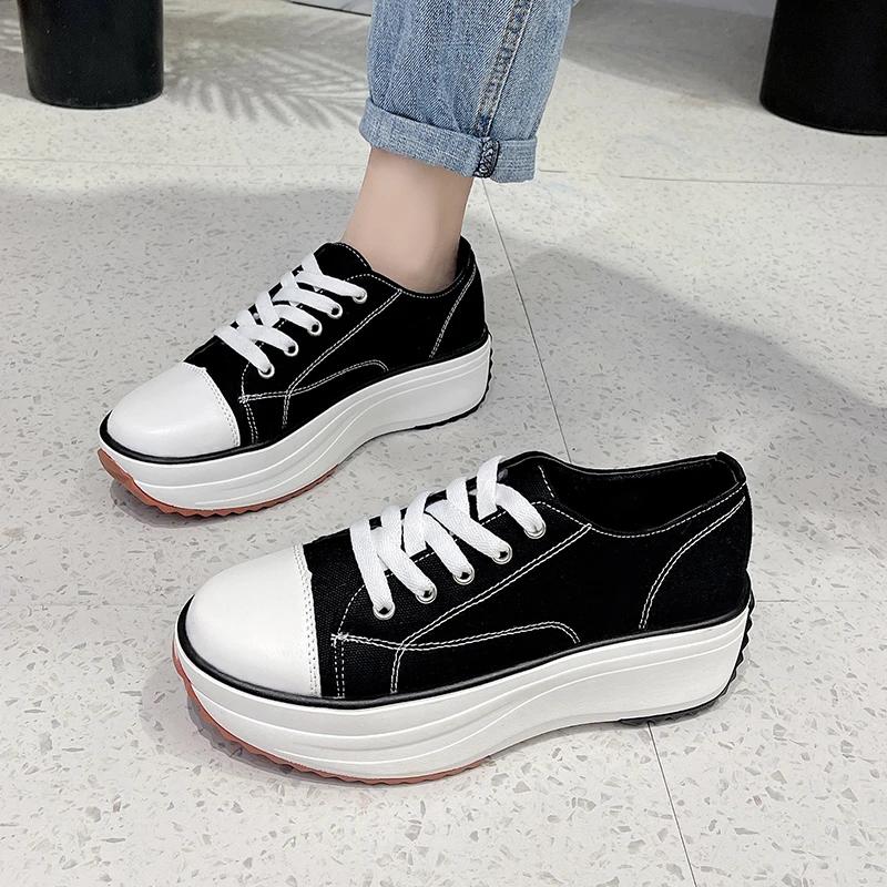 

BCEBYL Весенне-осенняя новая повседневная модная удобная нескользящая износостойкая женская обувь с круглым носком одинакового цвета на шнуровке 35