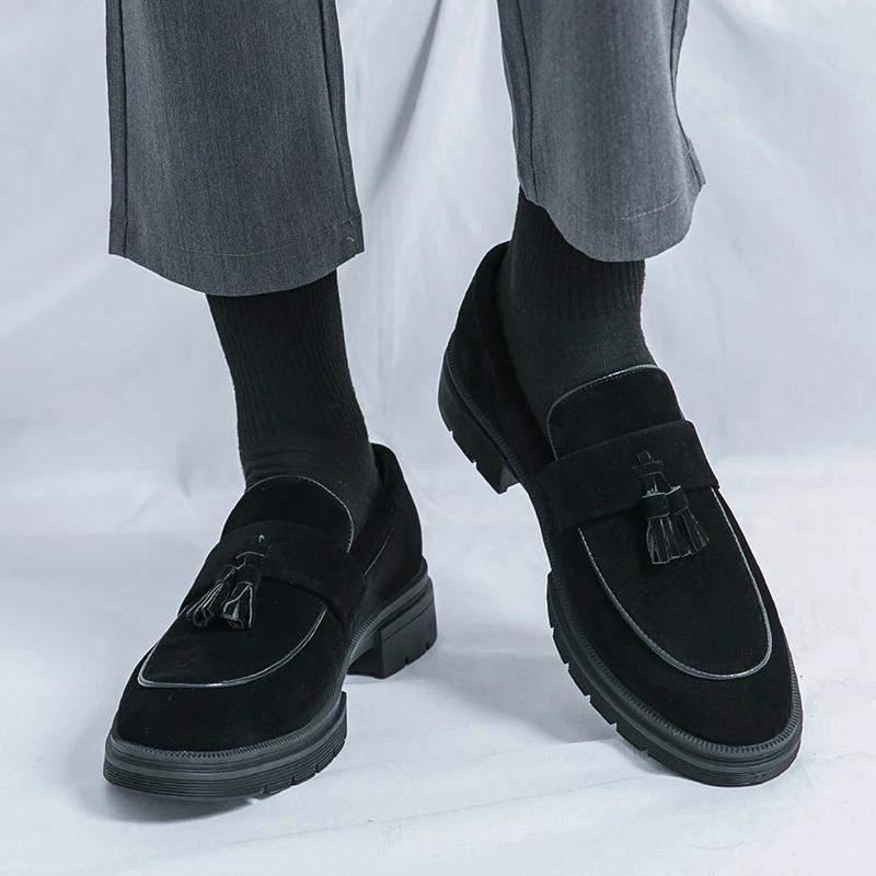 2025 New Spring Suede Loafers Suede for Men Dress Shoes Luxury Brand Mens Comfortable Spring Classic Wedding Men Casual Shoes