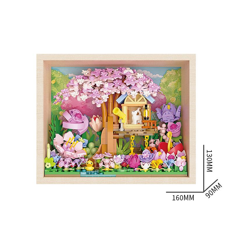 DIY Building Block Toy Flower Bouquet Flower View Box for Your Daughter's Toy Table Top Decoration