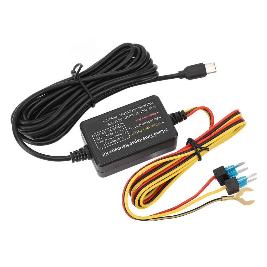 Typ-C Dashcam Hardwire-Kit 12V-30V auf 5V Stromkabel für Dashcam, GPS-Stromversorgung, Radarwarner