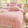 Ins Korean Version of Washed Cotton Bedding Four-piece Set Bed Sheet Quilt Cover Embroidery Dormitory Bedding Three-piece Set