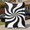 1PC Black WhiteOutdoor Flannel Blanket - Soft Plush Decor for Picnics, Camping, Bedroom, Playroom, Office, or Lunch Break 1290A