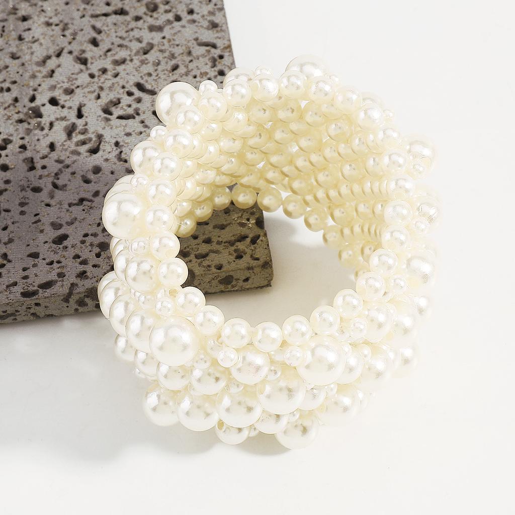 Elegant Geometric Minimalist Bracelet Multi Row Elastic Wide Pearl Creative Internet Celebrity Fashion Bracelet For Women