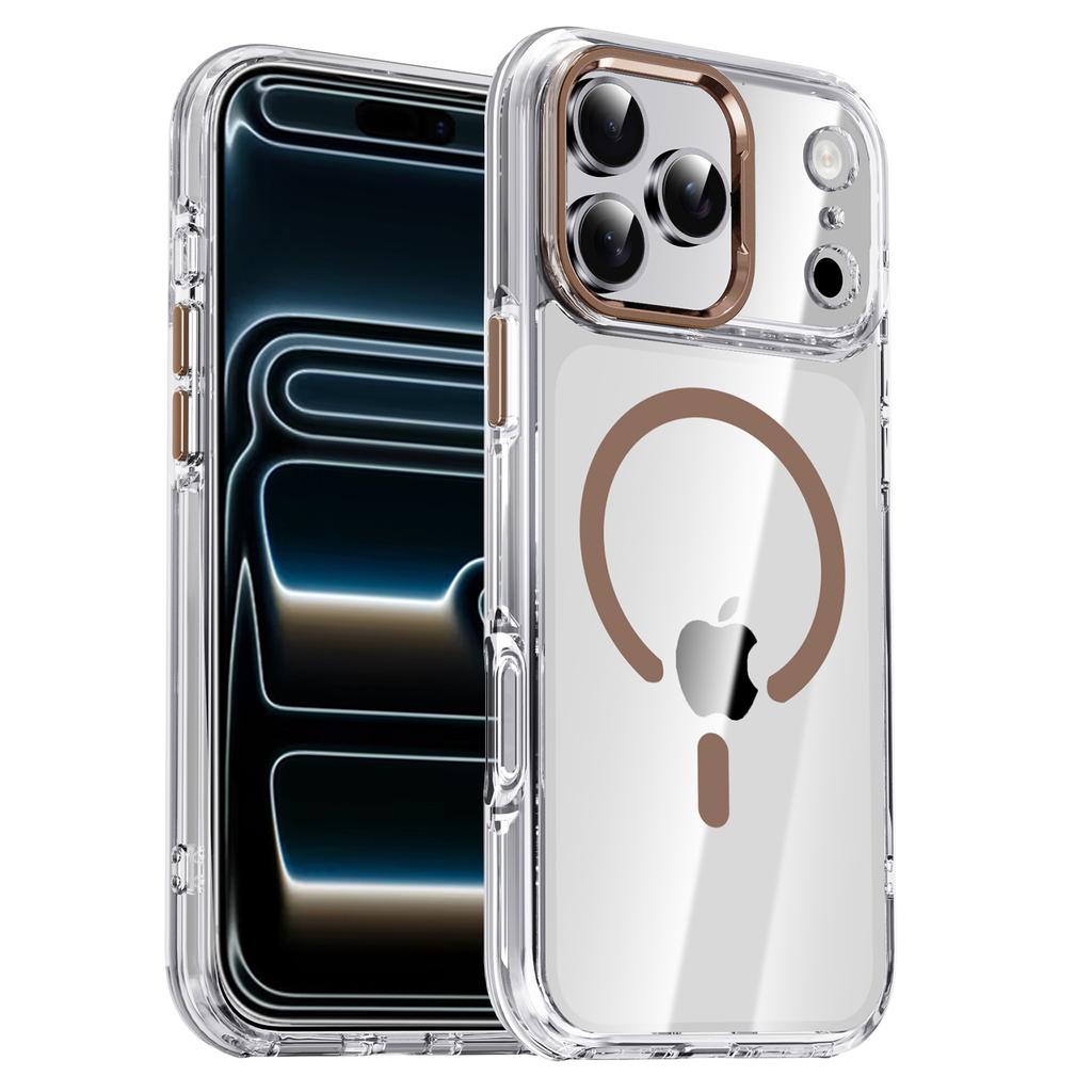 IPAKY For iPhone 17 Pro Max Clear Case Compatible with MagSafe Shockproof TPU+PC Phone Back Cover