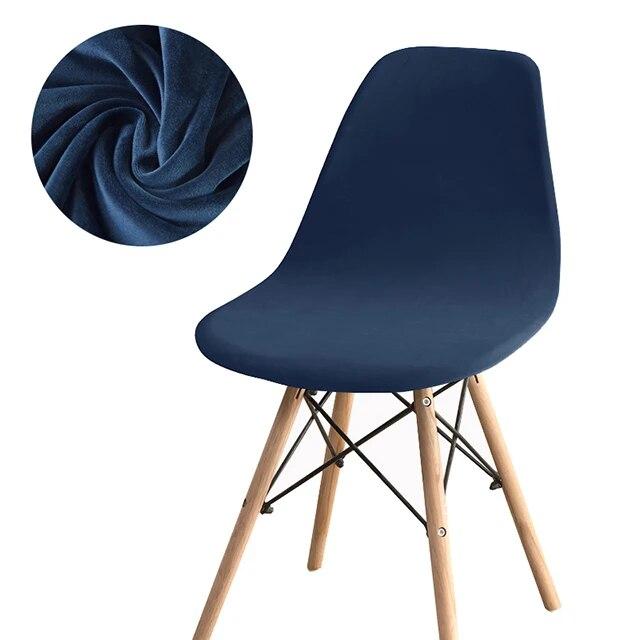 Solid Color Velvet Shell Chair Cover Washable Removable Back Chair Covers Stretch Dining Seat Cover for Hotel Home Dining Room