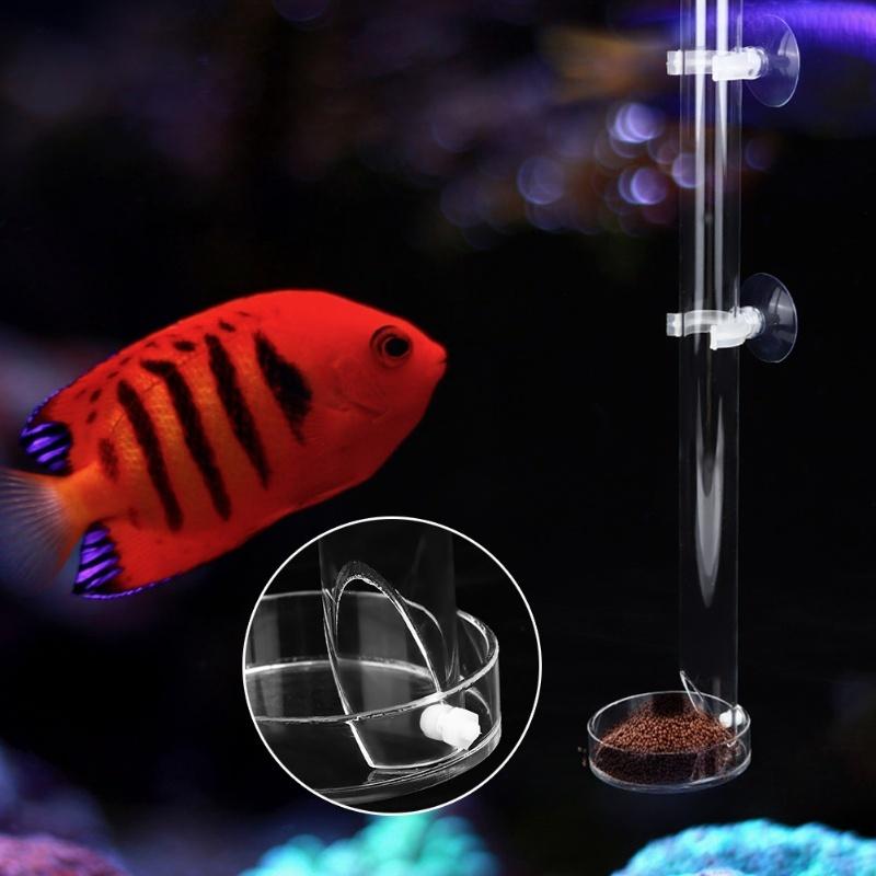 Acrylic Transparent Durable Aquarium Fish Shrimp Feeder Fish Tank Feeding Tube With Tray
