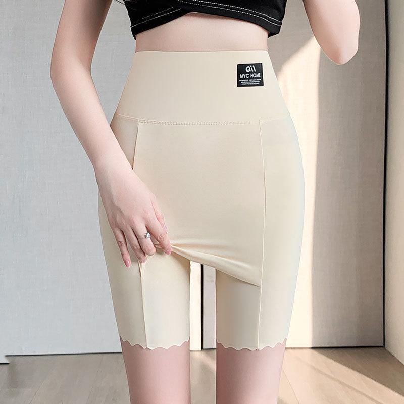 Nylon Ice Silk Women's Safety Pants: Seamless, Breathable Summer Base Layer with Crotch Gusset - Anti-Exposure, Tight-Fitting, Five-Point Cover-up.