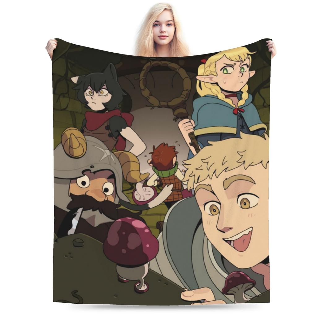 Super Soft Deliciousd in Dungeons Marcille and Senshi Throw Blanket Premium Flannel Bed Blanket Cozy Fluffy Blankets All Season