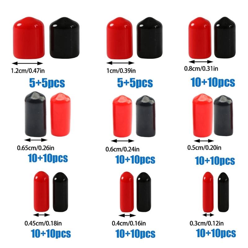 160pcs Insulated Rubber End Caps Set Versatile Electrical Insulation Sleeve Set 9 Size for Wire Pipe & Cable Protections