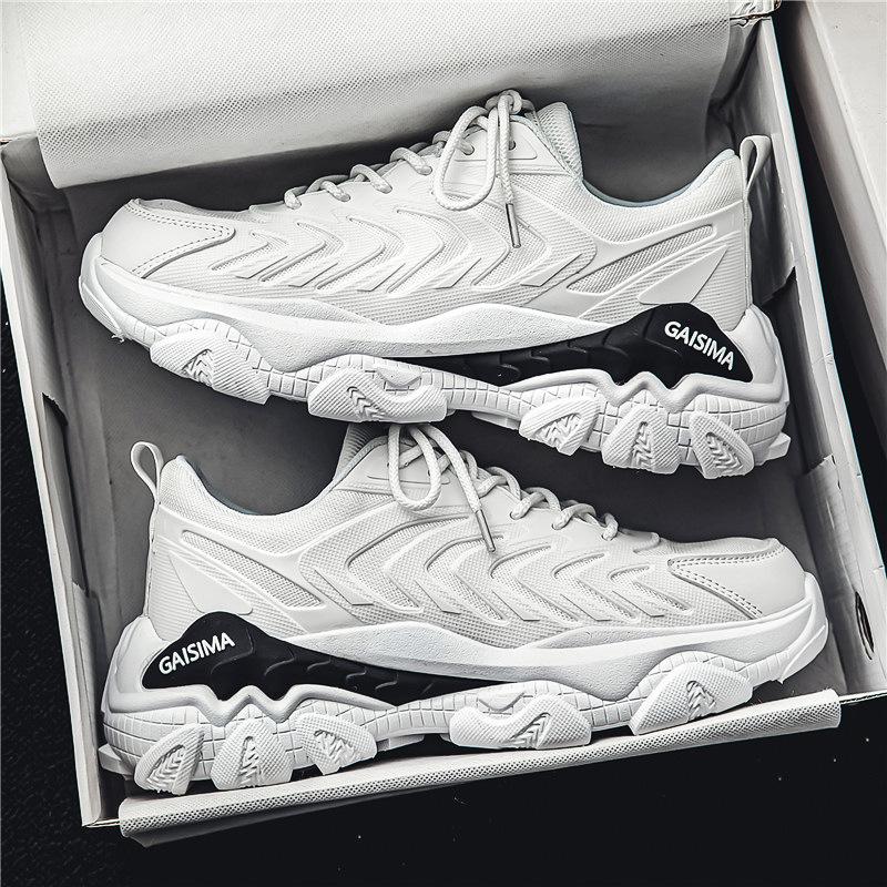 Internet Celebrity Hot Men's Shoes Versatile Casual Sports Teenagers Running Anti Slip Height Increasing White Dad Trendy