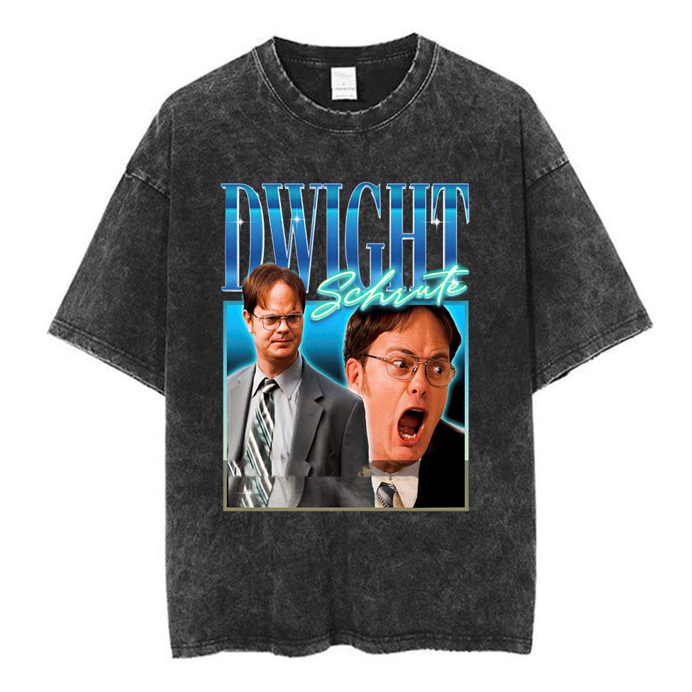 2026 Hot Sale TV Series The Office Dunder Mifflin Dwight Tv Show Scranton Washed T-shirts Men Women Cotton Casual Short Sleeves Tee Shirt Streetwear