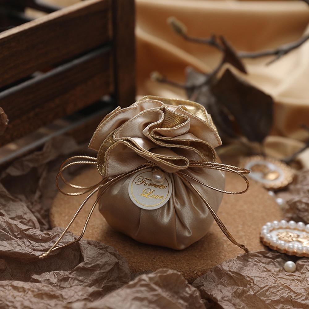 4Pcs Portable Candy Packaging Bags Exquisite Velvet Storage Bag Reusable Drawstring Bag  Party Decor