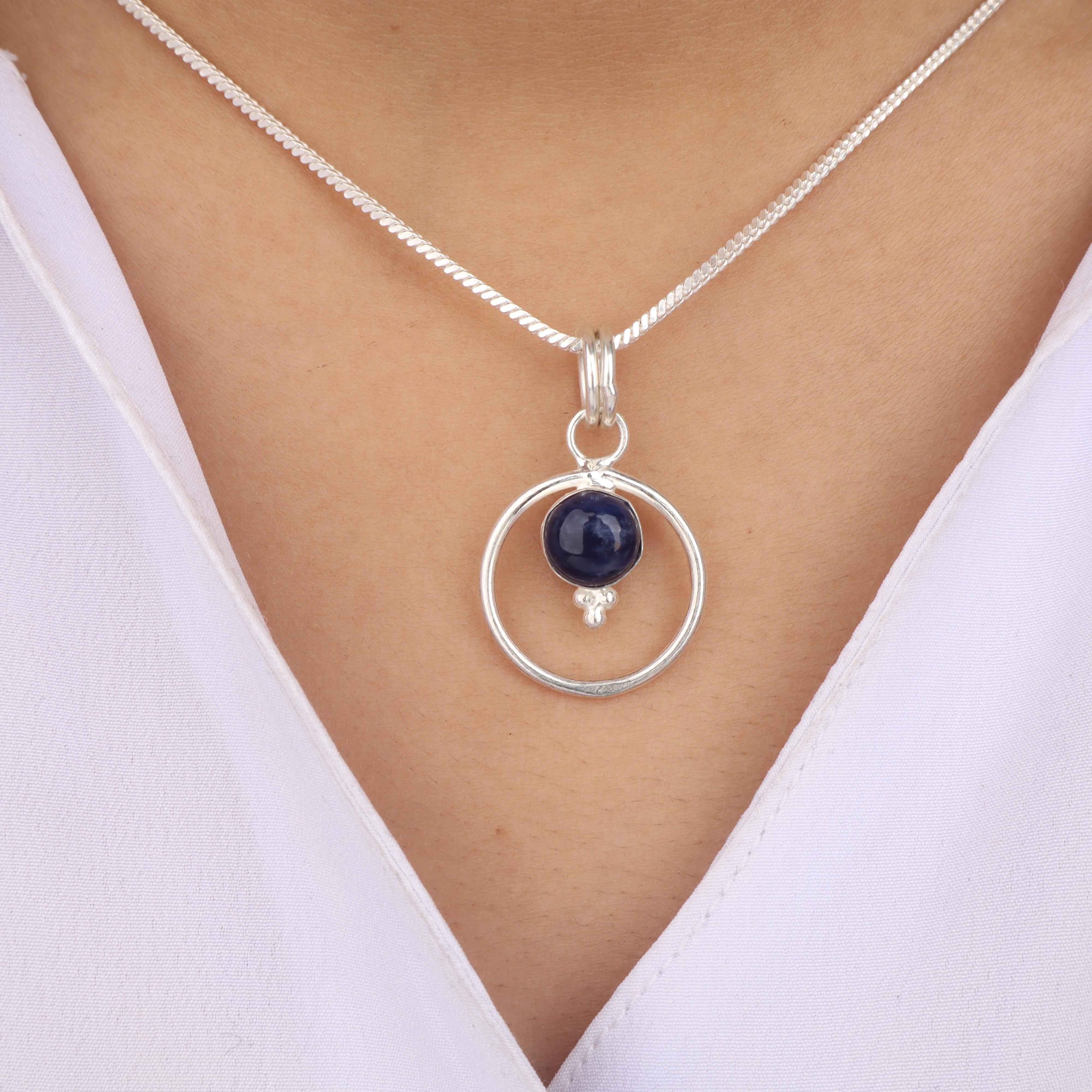 Natural Sodalite Gemstone 925 Sterling Silver Jewelry Elegant pendant 1.2  For Her PP-68-24