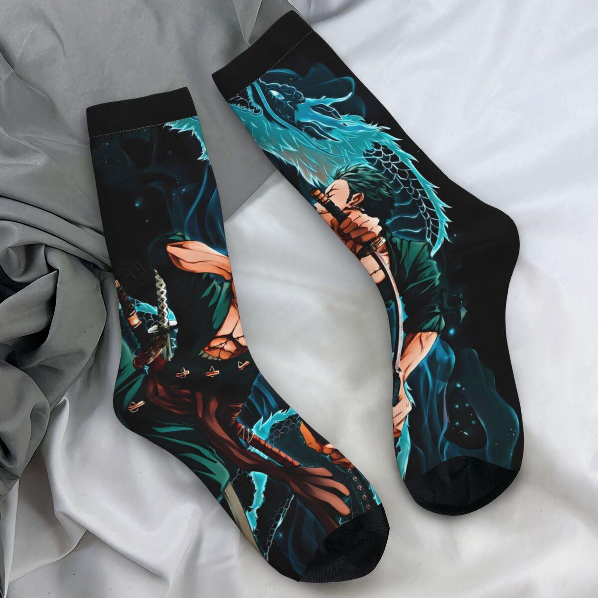 

Пара носков O-One O-Piece Иллюстрация Зоро Чулки Осень Винтаж Теплые Мягкие Носки Узор Скейтборд Нескользящие Носки One Size