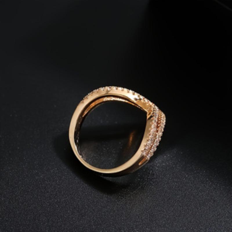 New Geometric V Shape Sparkling Set Zirconia Women's Ring Fashion Trend Design Wedding Party Jewelry Accessories