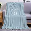 Single White Ribbon Ultra Soft Sherpa Fleece Blanket Fluffy Warm Halloween Cozy Throw for Sofa Couch Bedroom Gift All Season