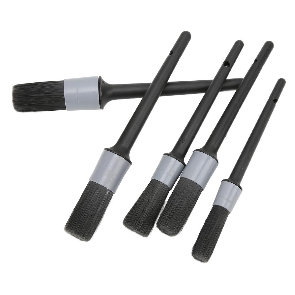 5pcs Auto Detailing Brush Set for Cleaning Car Interior Exterior Engine Exhaust Leather SeatBlack