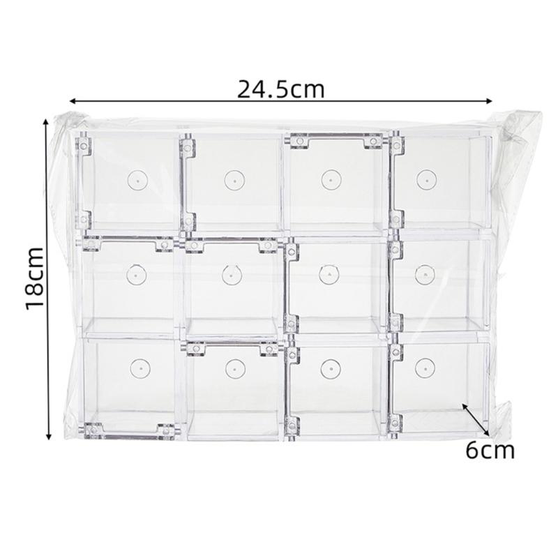Conjunto de 12 Caixas Transparentes à Prova de Poeira para Embalar Doces Caixas de Armazenamento de Plástico para Doces e Biscoitos Recipientes Quadrados Cúbicos