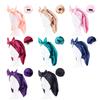 Bowknot Braid Bonnet, Unscented Satin Sleep Cap With Elastic Band And Long Tie For Women - Breathable Night Hair Bonnet