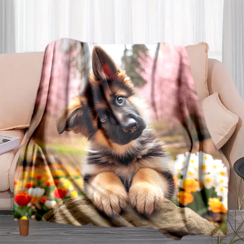 1PC Dog cute printed blanket, all season lightweight home office outdoor nap multifunctional blanket A8