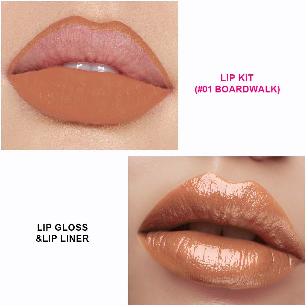 Customizable Long-Lasting Waterproof Lip Gloss and Liner Set with Mirror and Moisturizing, Nourishing Tube.