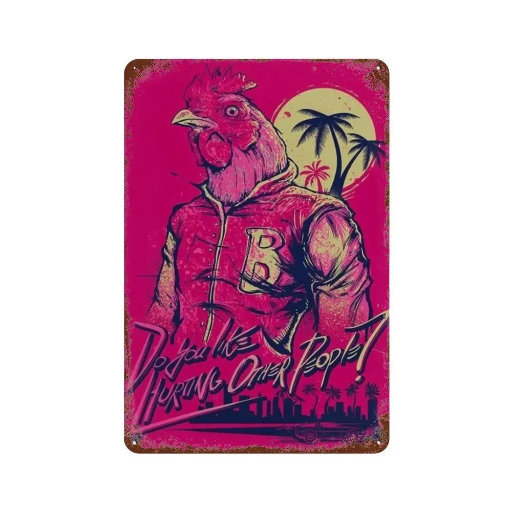 Poster Hotline Miami Hot Classic Adventure Game Posters e Placa de Metal Sinal de Lata Arte de Parede Placa Decoração Man Cave Decoração de Casa estúdio