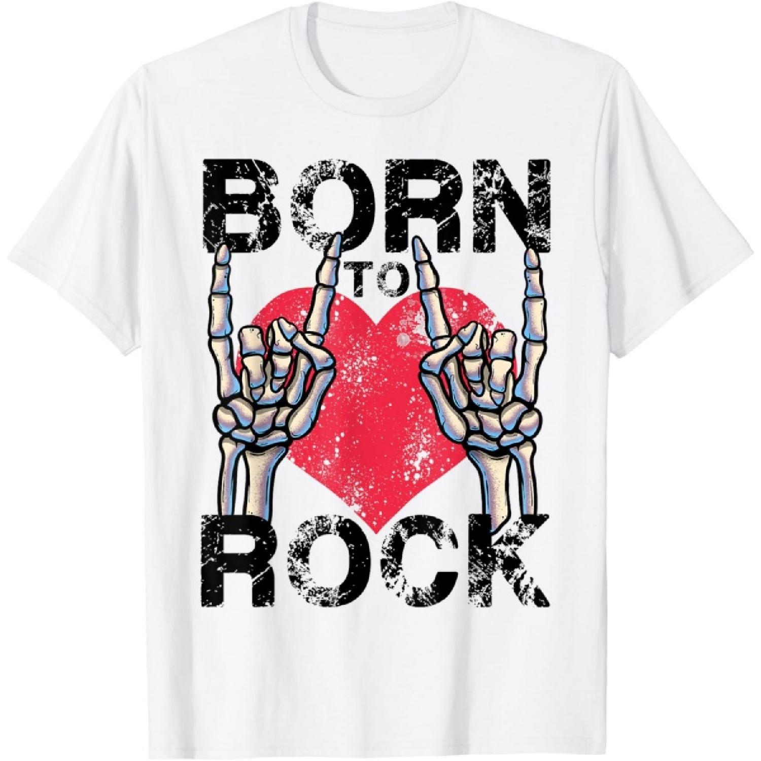 Born To Rock Lets Rock Vintage Retro Rock&Roll Rock Concert T-Shirt S