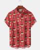 Men's Cute Cat Cartoon Geometric Print Hawaiian Shirt Short Sleeve Casual Beach Vacation Summer Button-Up Top