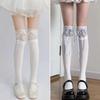 Lolita Lace Knee Socks White Women'S Ribbon Bow Medium Stockings Jk Autumn Thin Calf Socks