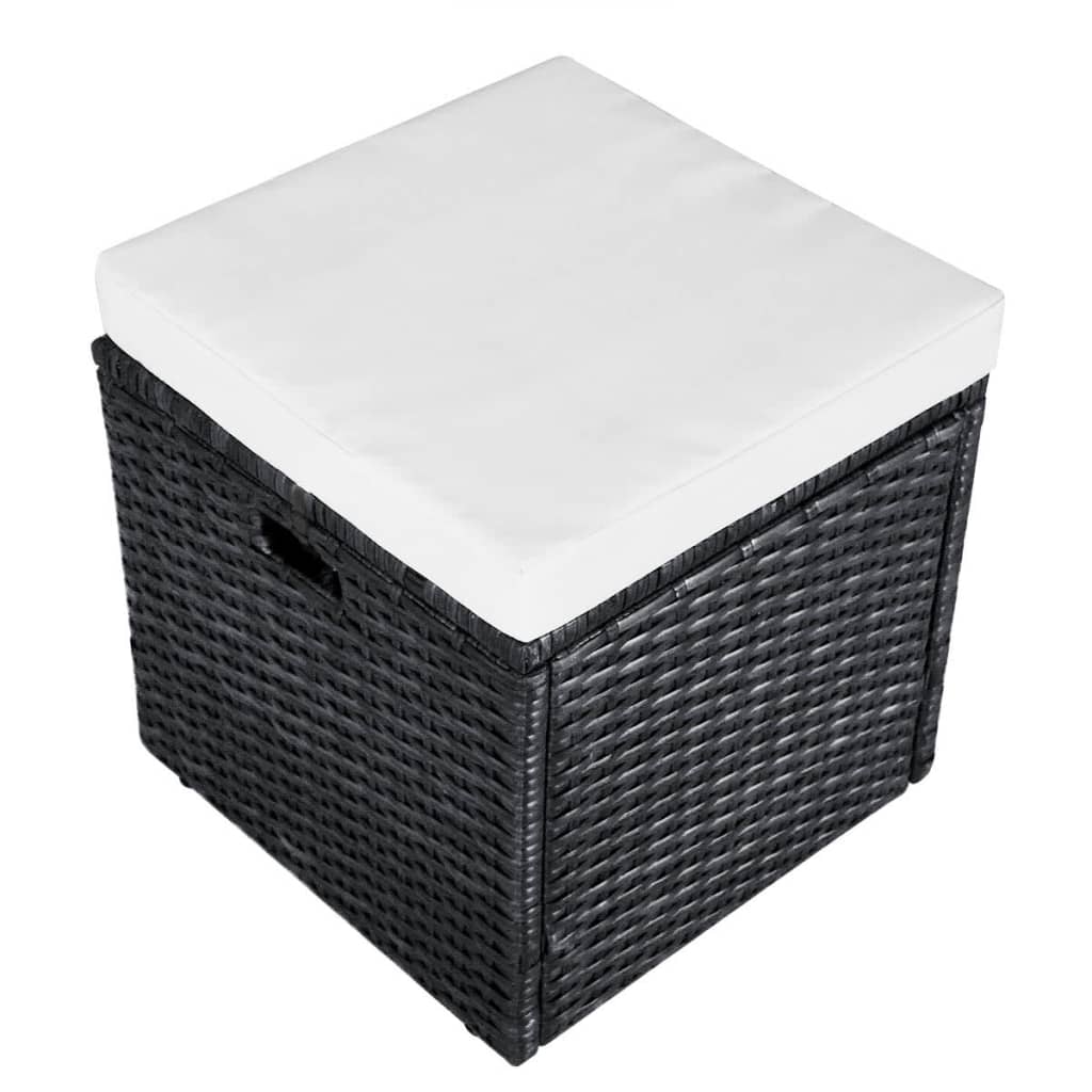 4 piece Garden Lounge Set with Cushions Poly Rattan Black