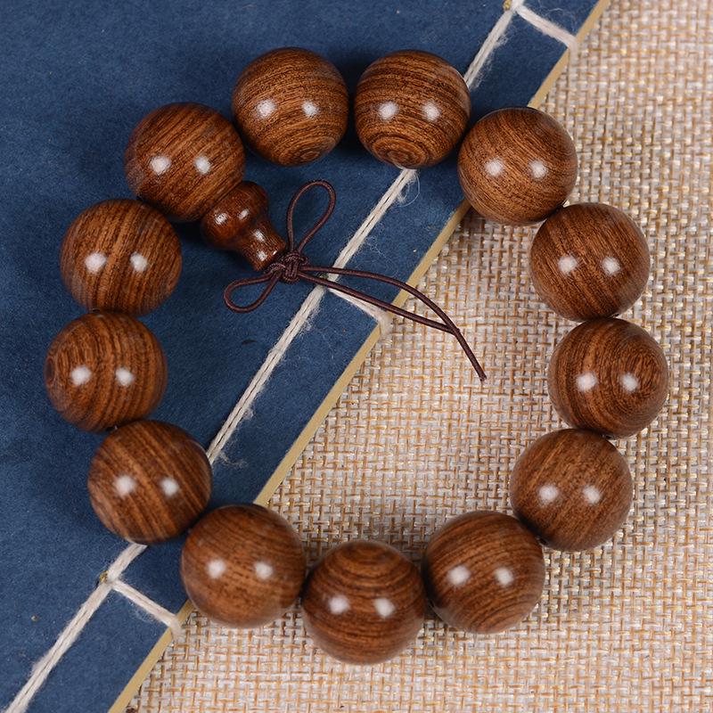 Golden Sandalwood 2.0 Bead Bracelet: Wooden Prayer Jewelry for Men, Women, Couples.