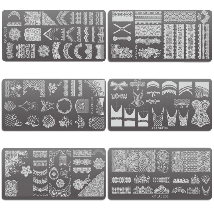 6PCS Nail Stamping Plates Set for Unique and Creative Nail Designs Metal Printing Nail Accesories for Salon or Home Use