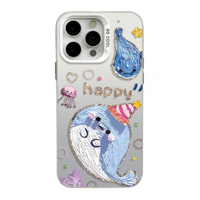 Silver Cute Cartoon iPhone Case - Compatible with iPhone 17, 16 Pro, 15 Pro Max, 14 Pro, 13