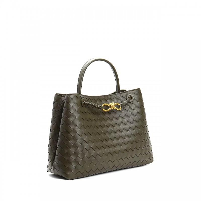 Trendy Tote Bag Genuine Leather Woven