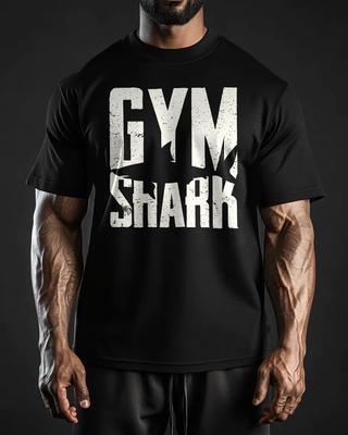 Shark Pure Cotton TShirt Athletic Casual Fit Men Fitness Muscle Black - Men's Summer Cotton Graphic Tee
