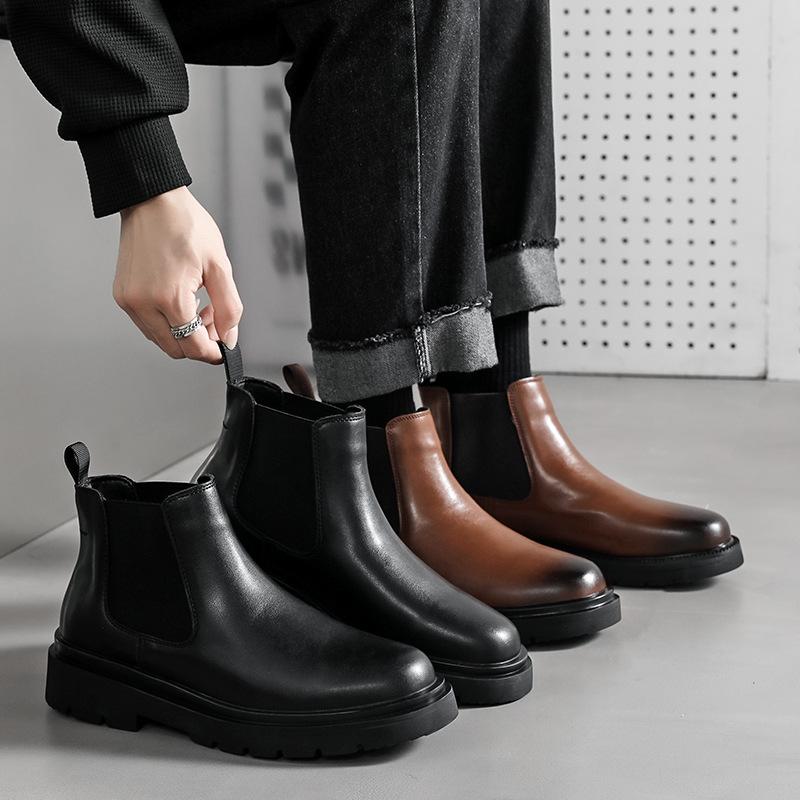 2025 Chelsea Boots Men's Locomotive Short Boots Medium Top Smoke Boots Autumn and Winter Premium Martin Boots 6031-X