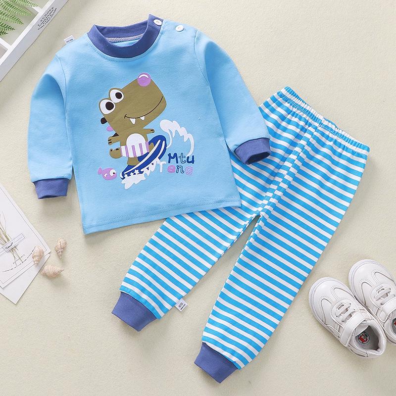 Conjunto de Pijama de Algodón Otoñal para Niños: Ropa de Casa Long John para Niños y Niñas
